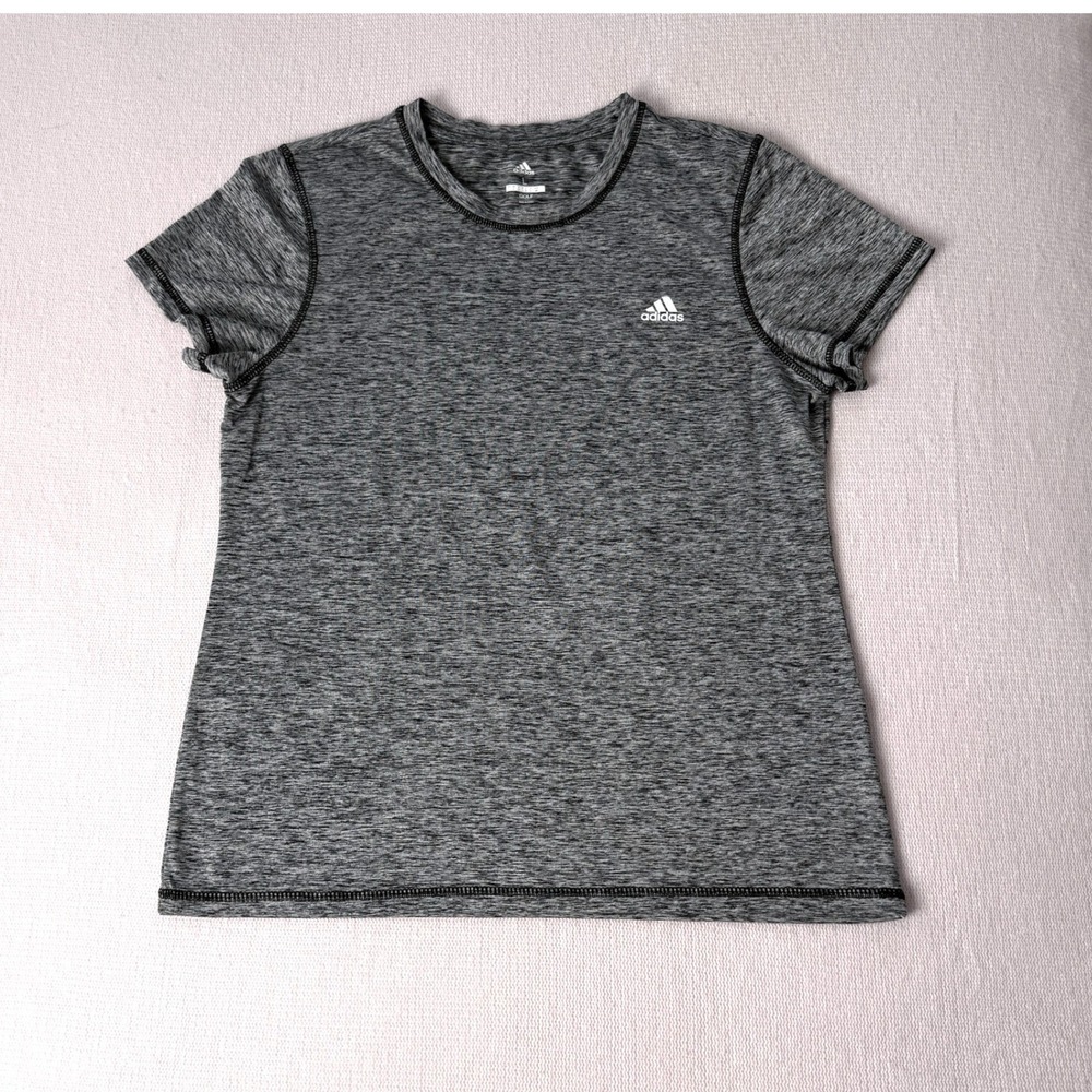 Adidas Golf Shirt Womens L Gray Space Dye Short Sleeve Performance Tee